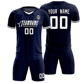 Uniforme de fútbol personalizado con diseño azul marino blanco y azul marino - Estilo 1