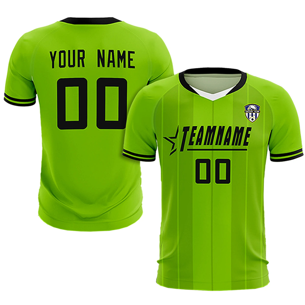 Custom Neon Green White-Black Design Uniform Soccer Sets Jersey