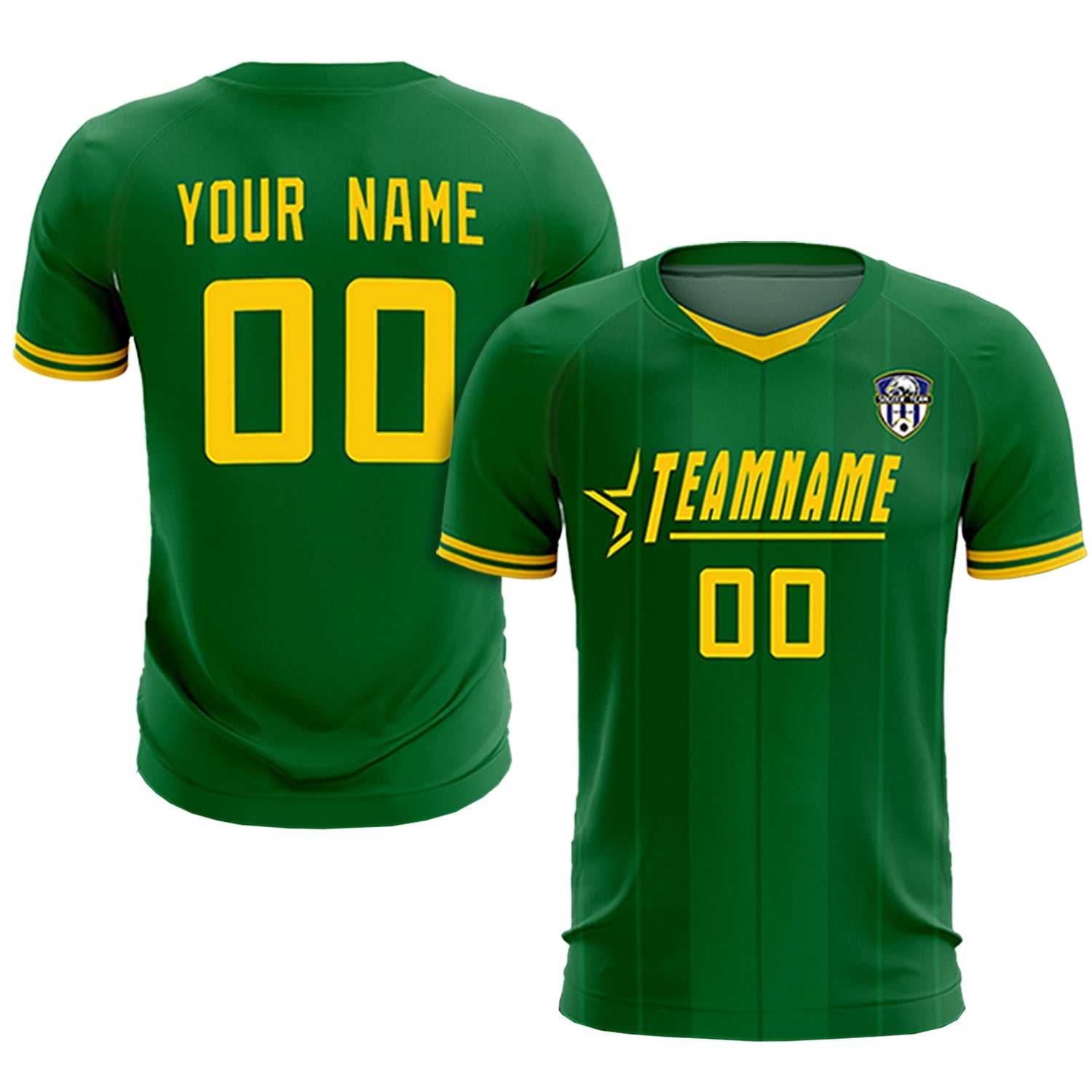 Custom Kelly Green Gold 01-Black Design Uniform Soccer Sets Jersey