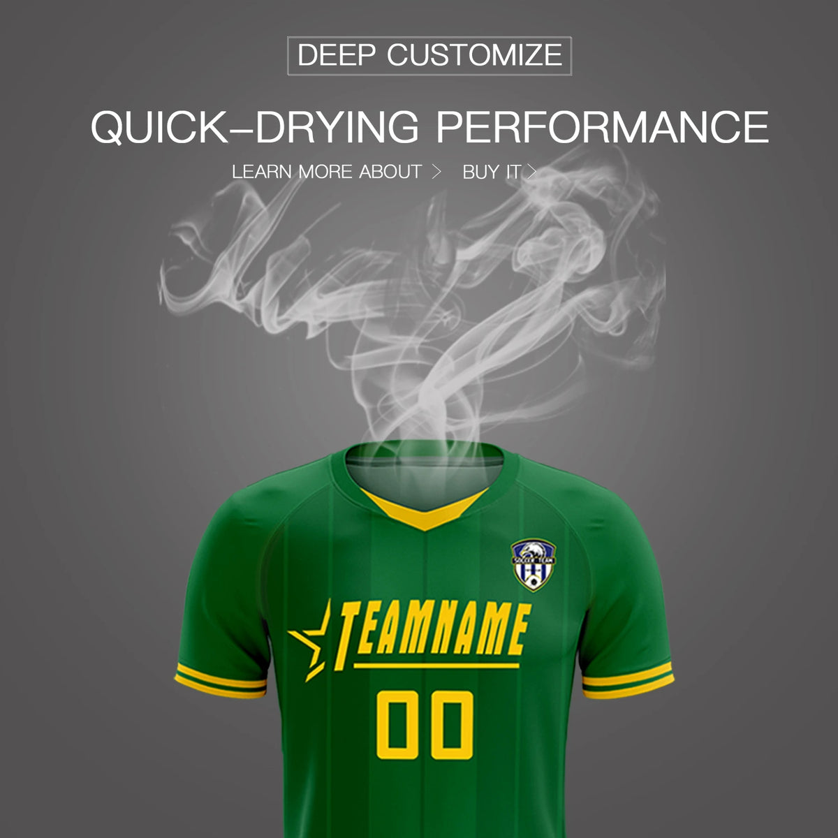 Custom Kelly Green Gold 01-Black Design Uniform Soccer Sets Jersey
