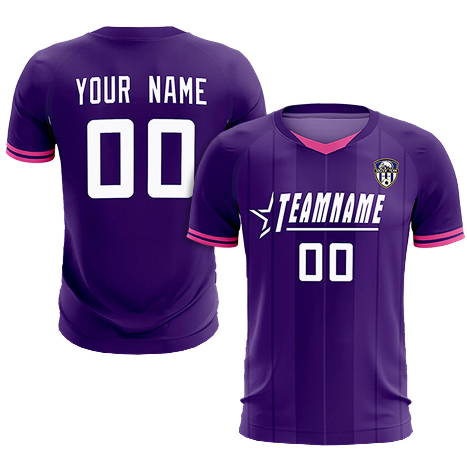 Custom Purple Pink-Black Design Uniform Soccer Sets Jersey