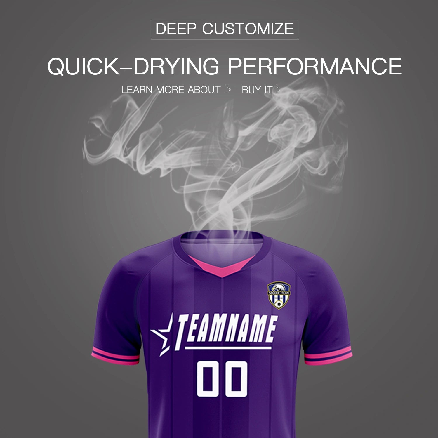 Custom Purple Pink-Black Design Uniform Soccer Sets Jersey