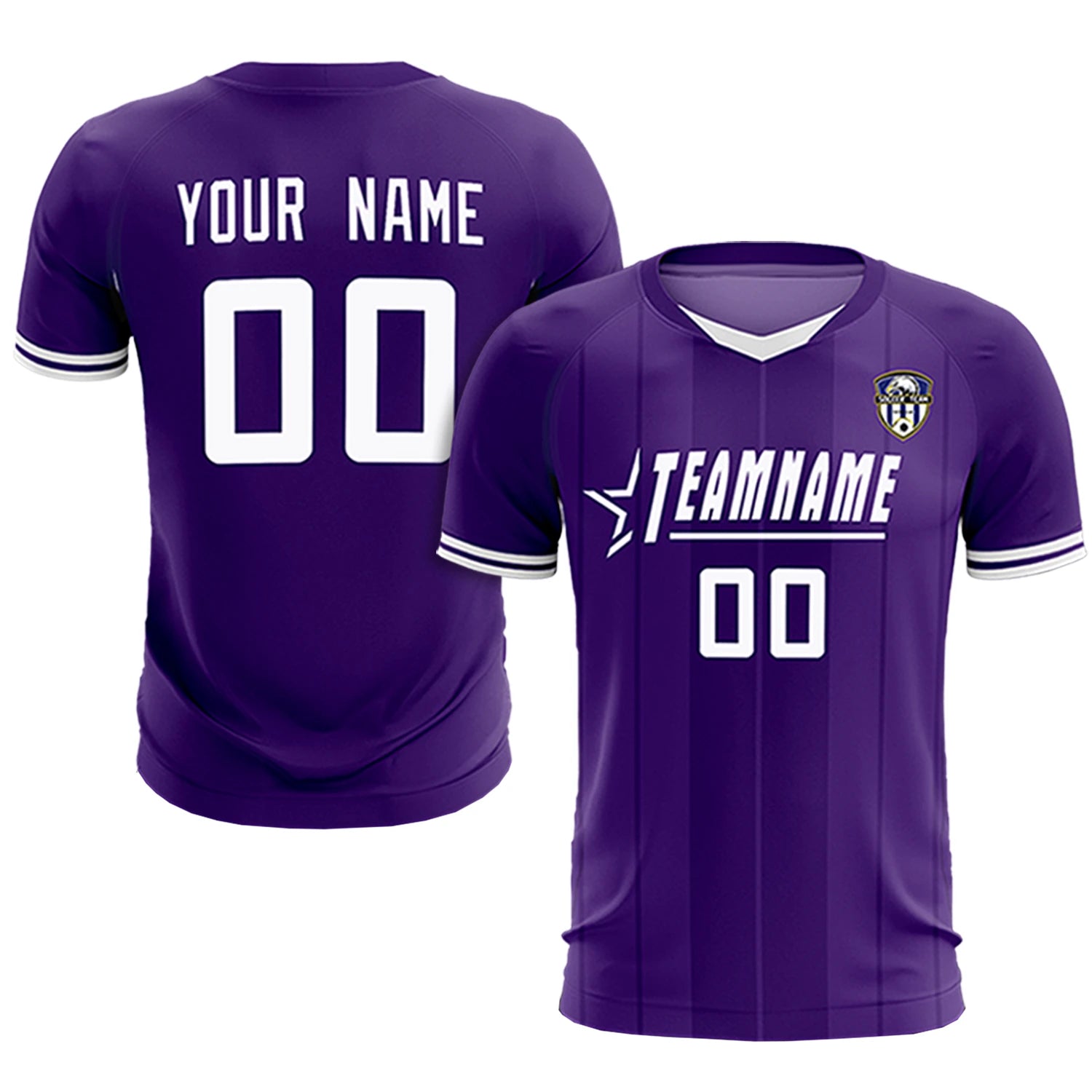 Custom Purple White-Black Design Uniform Soccer Sets Jersey