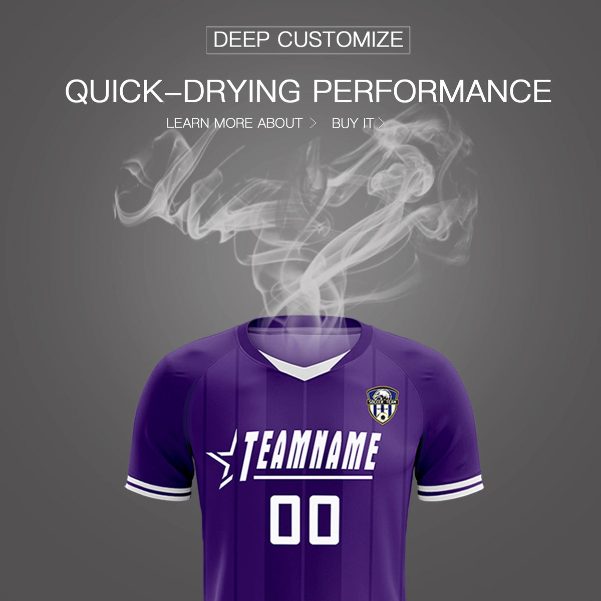 Custom Purple White-Black Design Uniform Soccer Sets Jersey