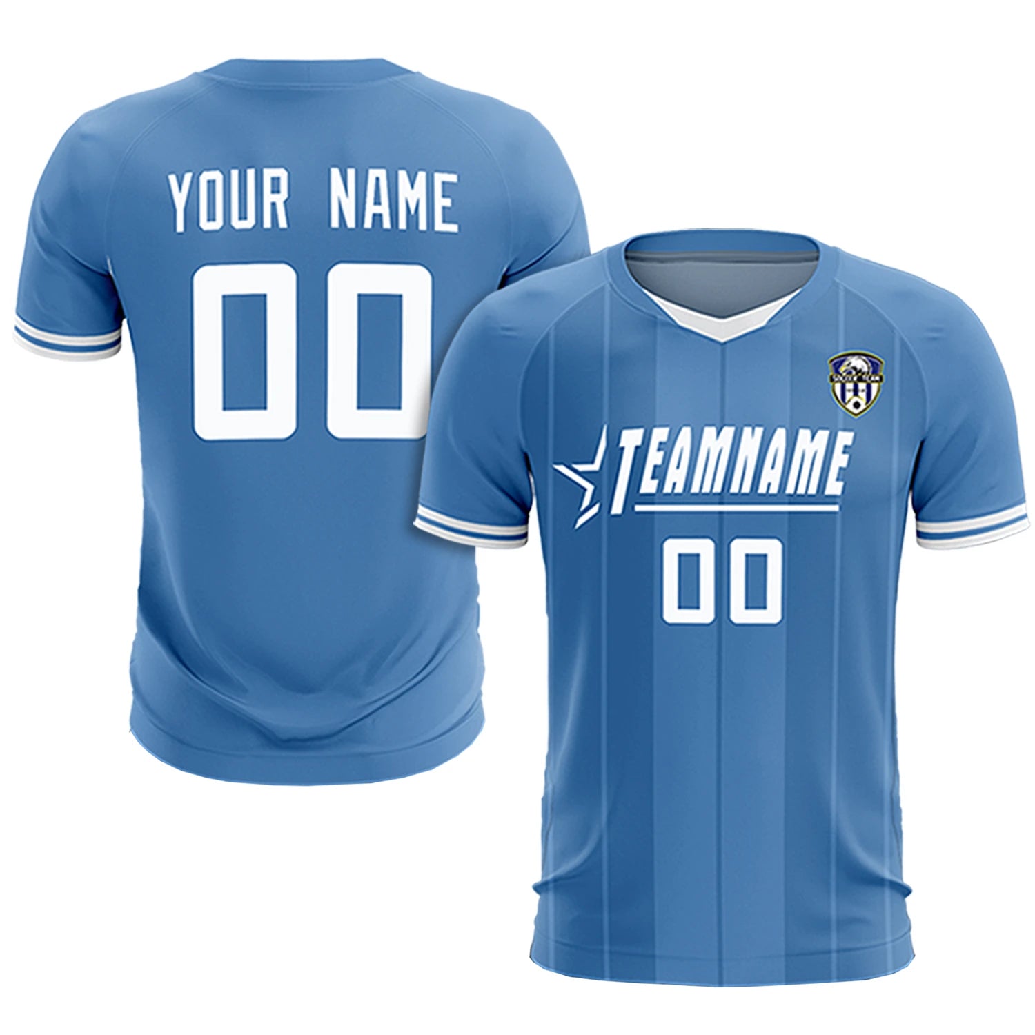 Custom Light Blue White-Black Design Uniform Soccer Sets Jersey