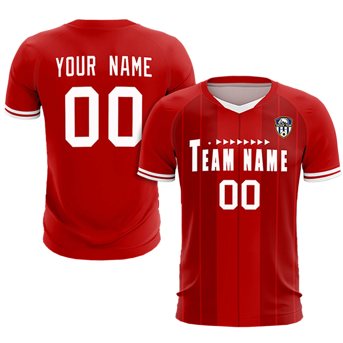 Custom Red White-Black Design Uniform Soccer Sets Jersey