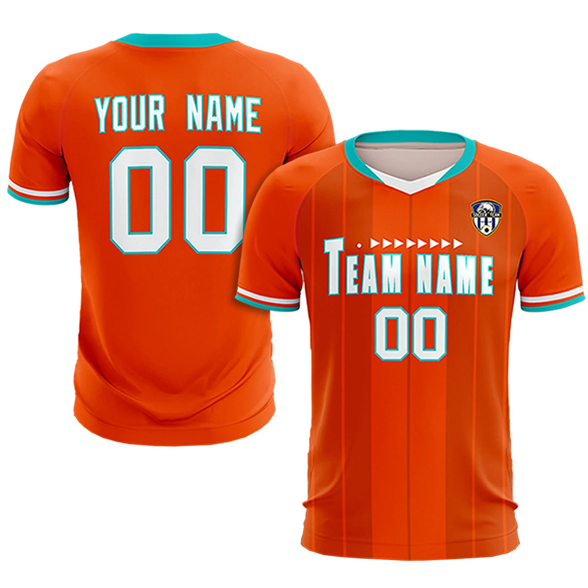 Custom Orange Aqua-Black Design Uniform Soccer Sets Jersey