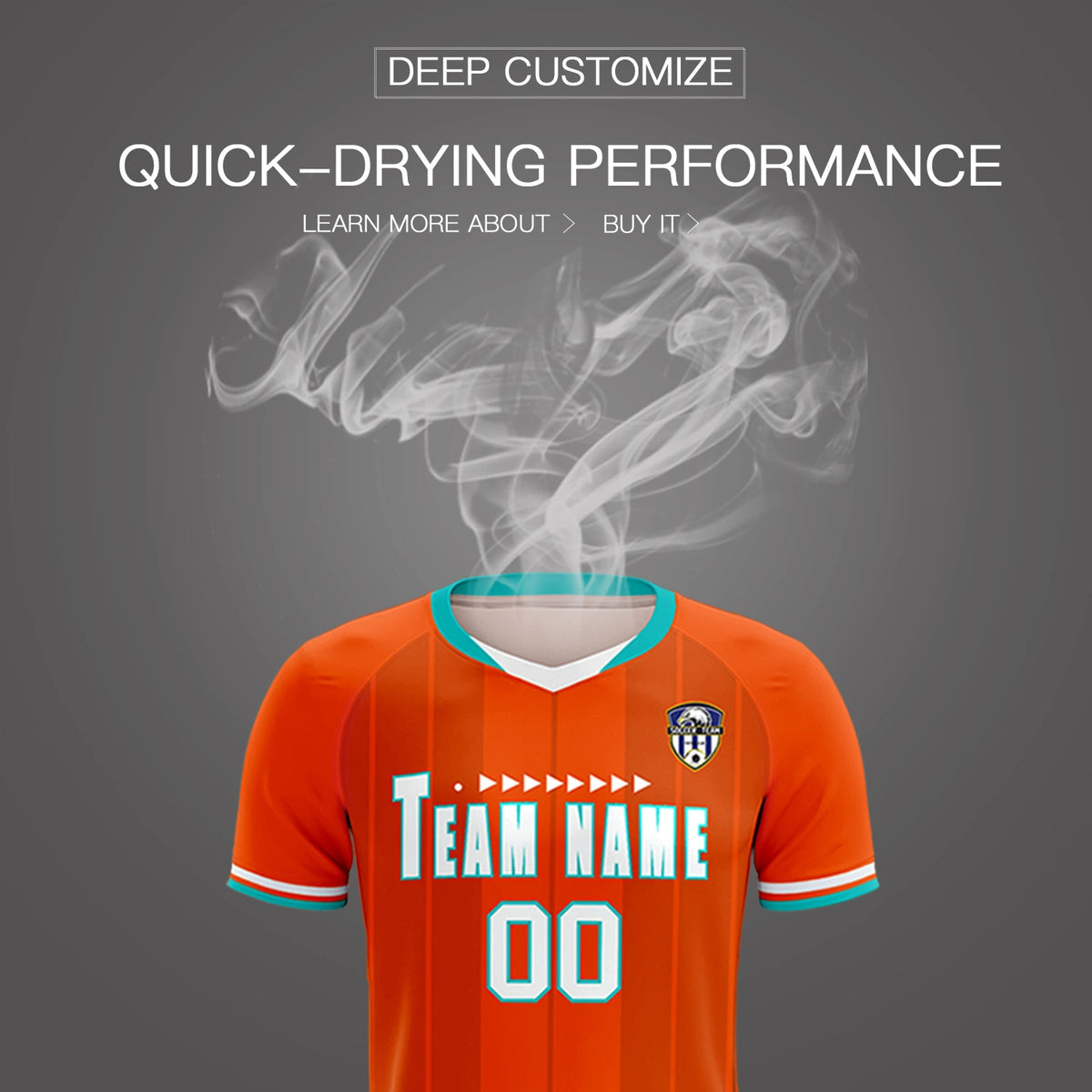 Custom Orange Aqua-Black Design Uniform Soccer Sets Jersey