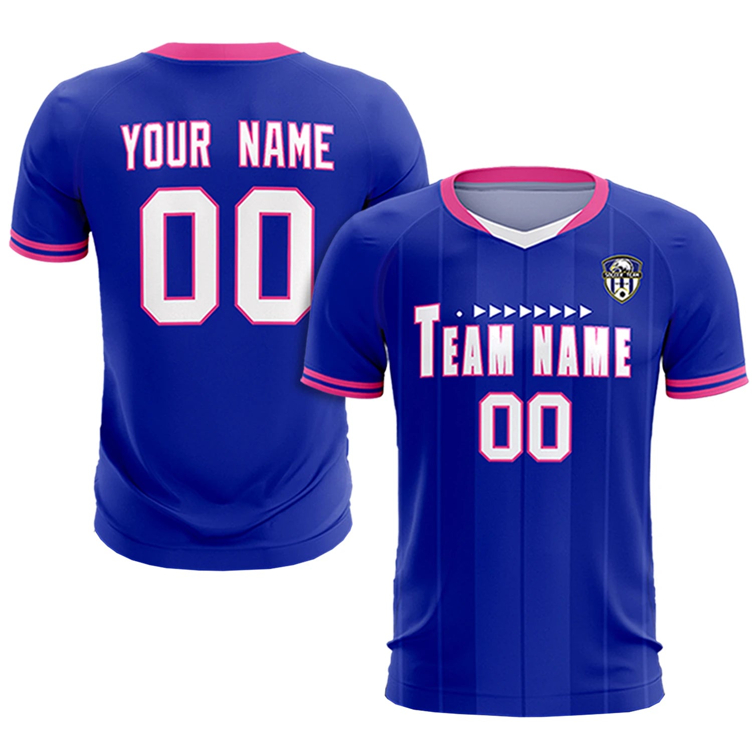 Custom Royal Blue-Pink Navy Design Uniform Soccer Sets Jersey