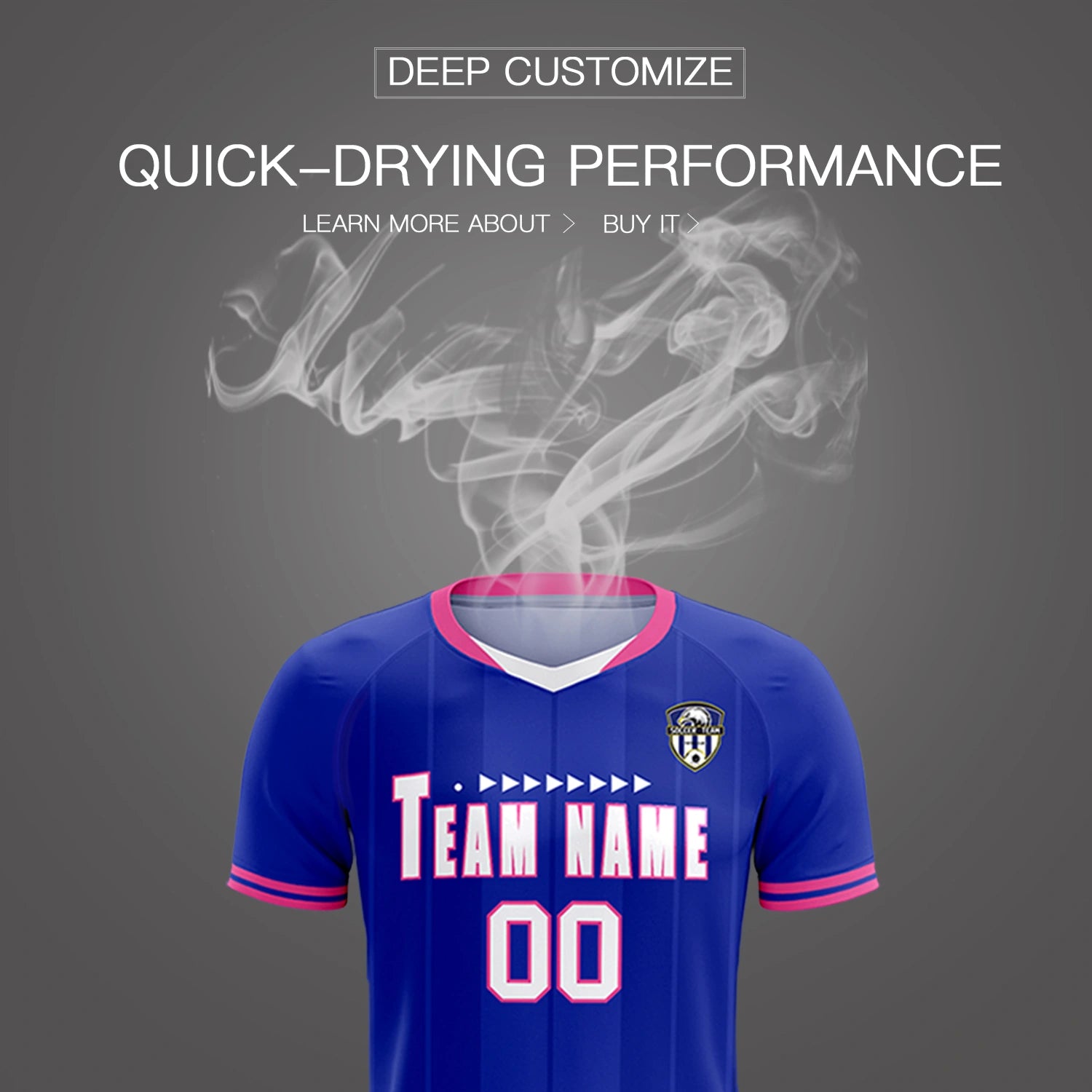Custom Royal Blue-Pink Navy Design Uniform Soccer Sets Jersey