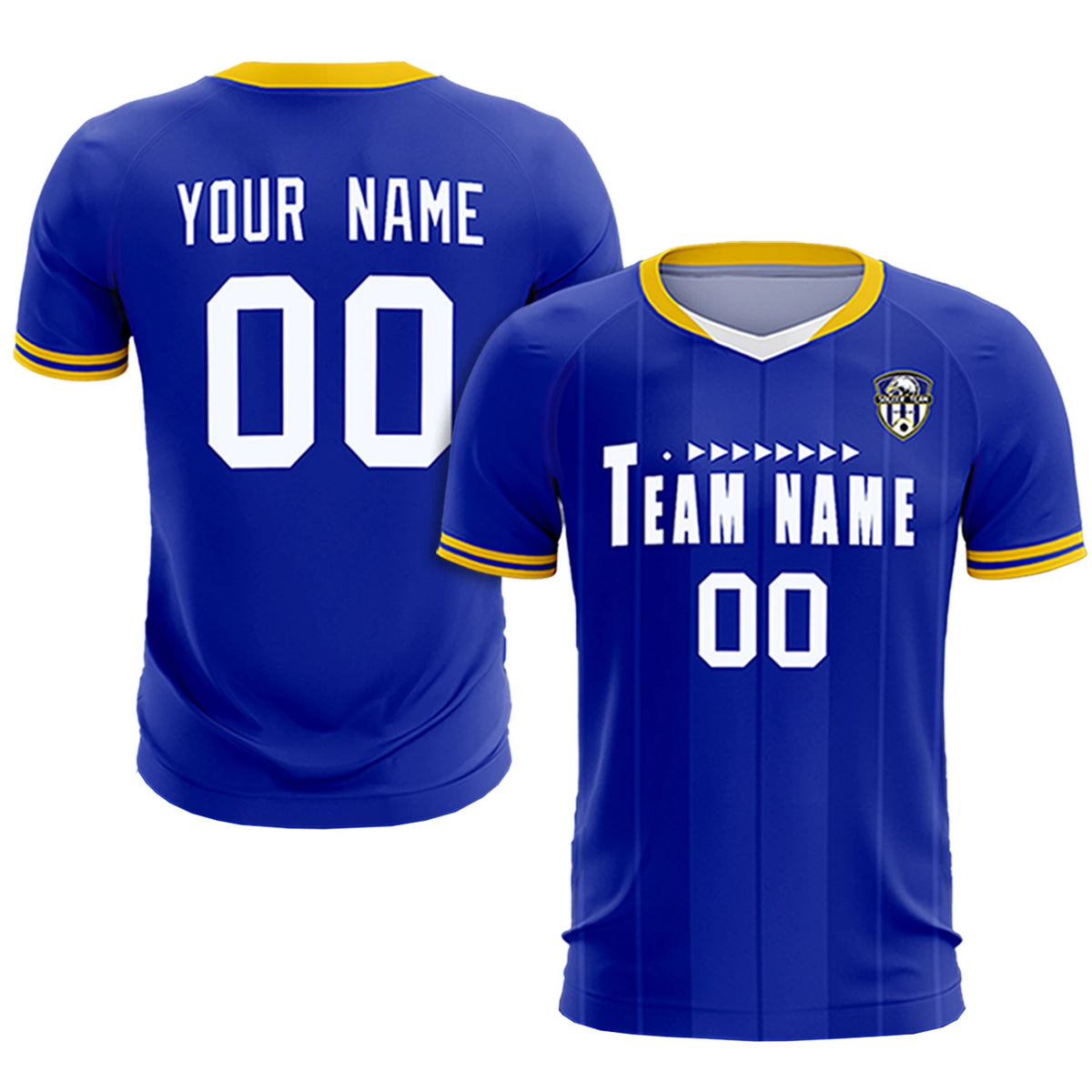 Custom Royal Blue-Old Gold Navy Design Uniform Soccer Sets Jersey