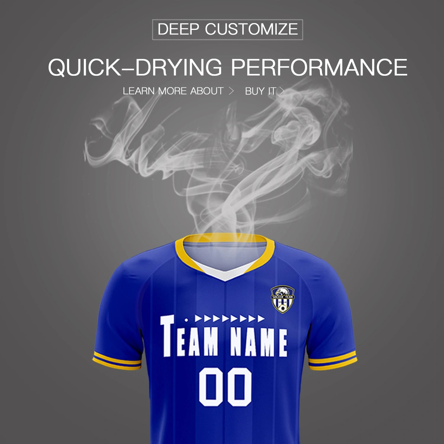 Custom Royal Blue-Old Gold Navy Design Uniform Soccer Sets Jersey