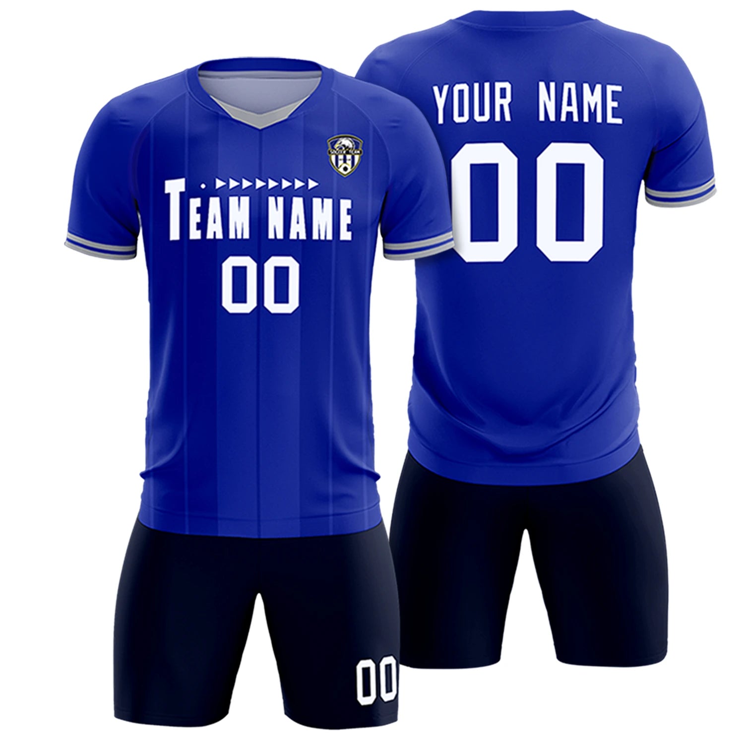Custom Royal Blue-Gray Navy Design Uniform Soccer Sets Jersey