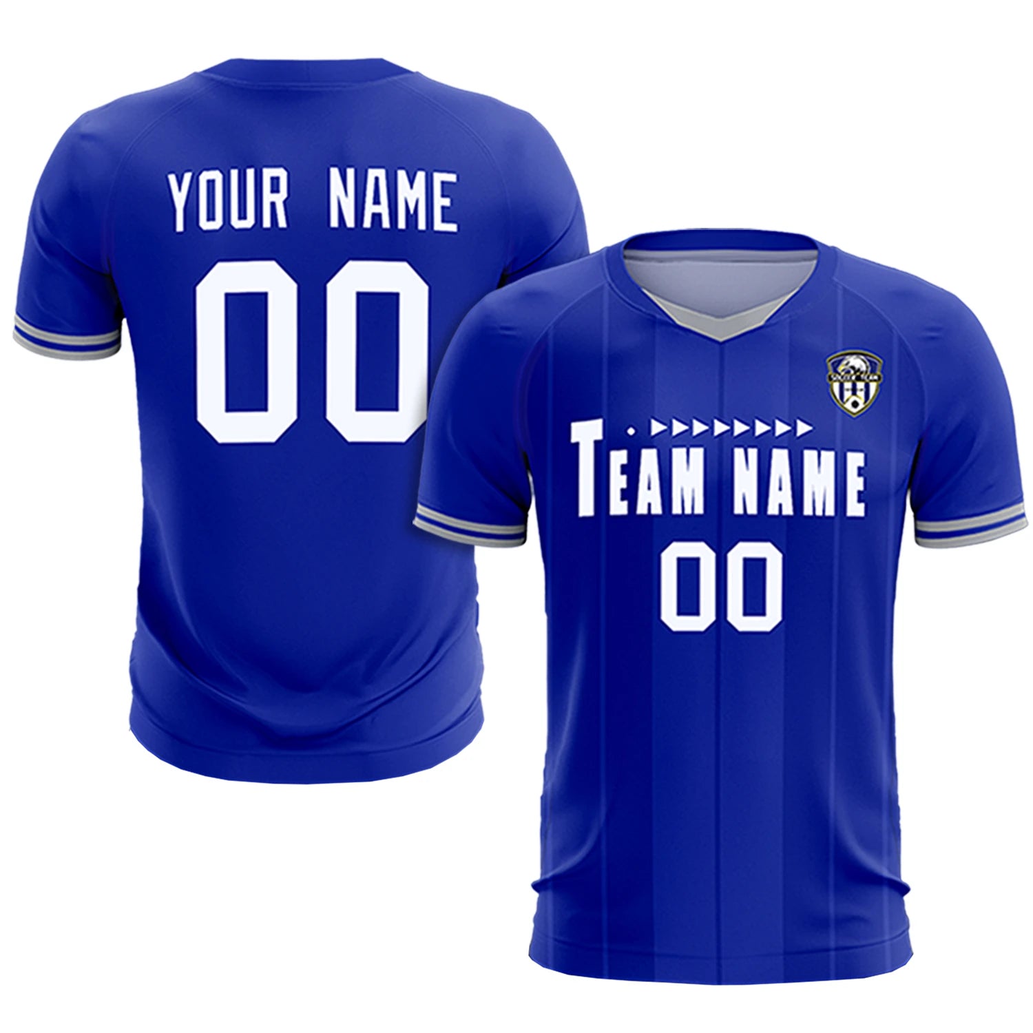 Custom Royal Blue-Gray Navy Design Uniform Soccer Sets Jersey