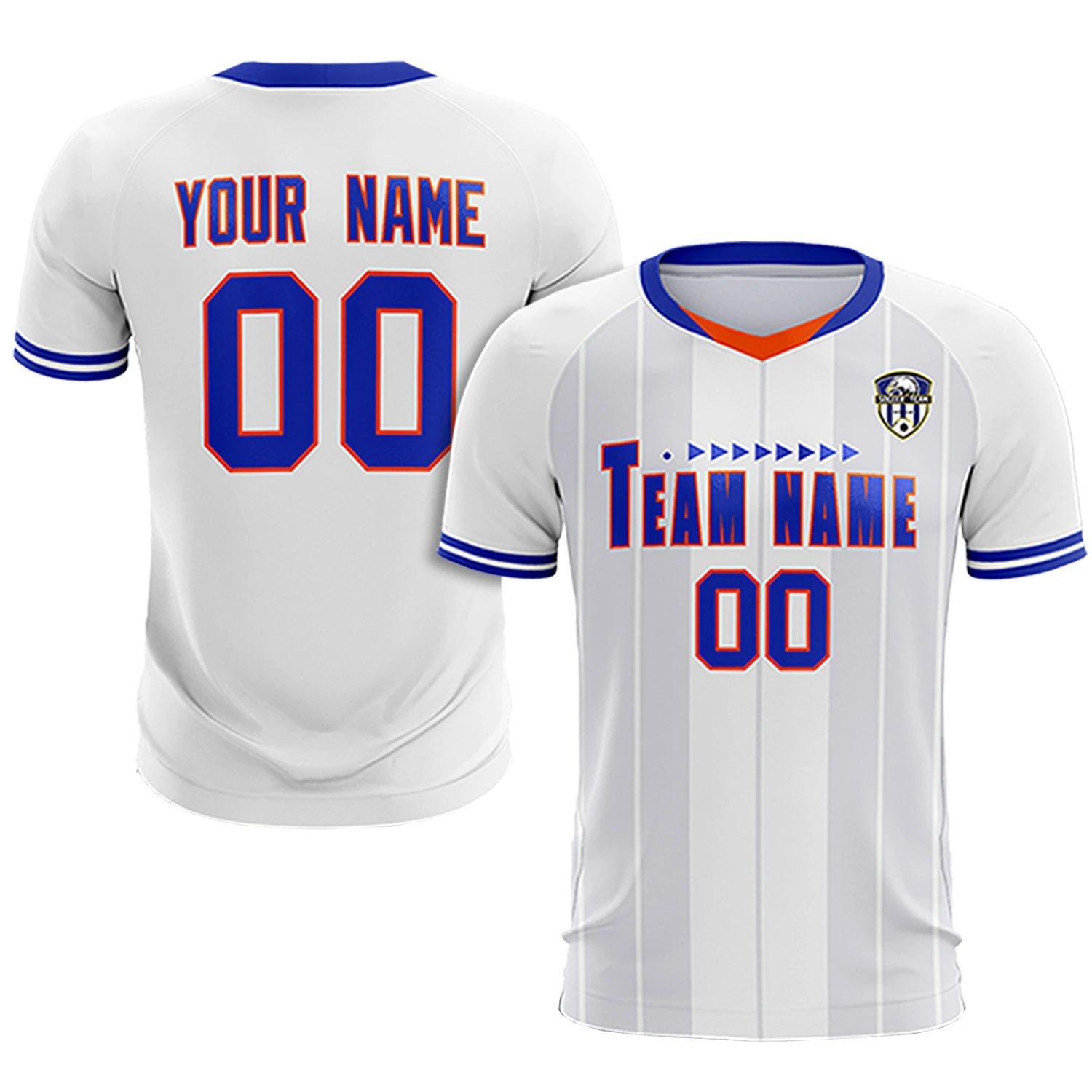 Custom White Orange-Navy Design Uniform Soccer Sets Jersey