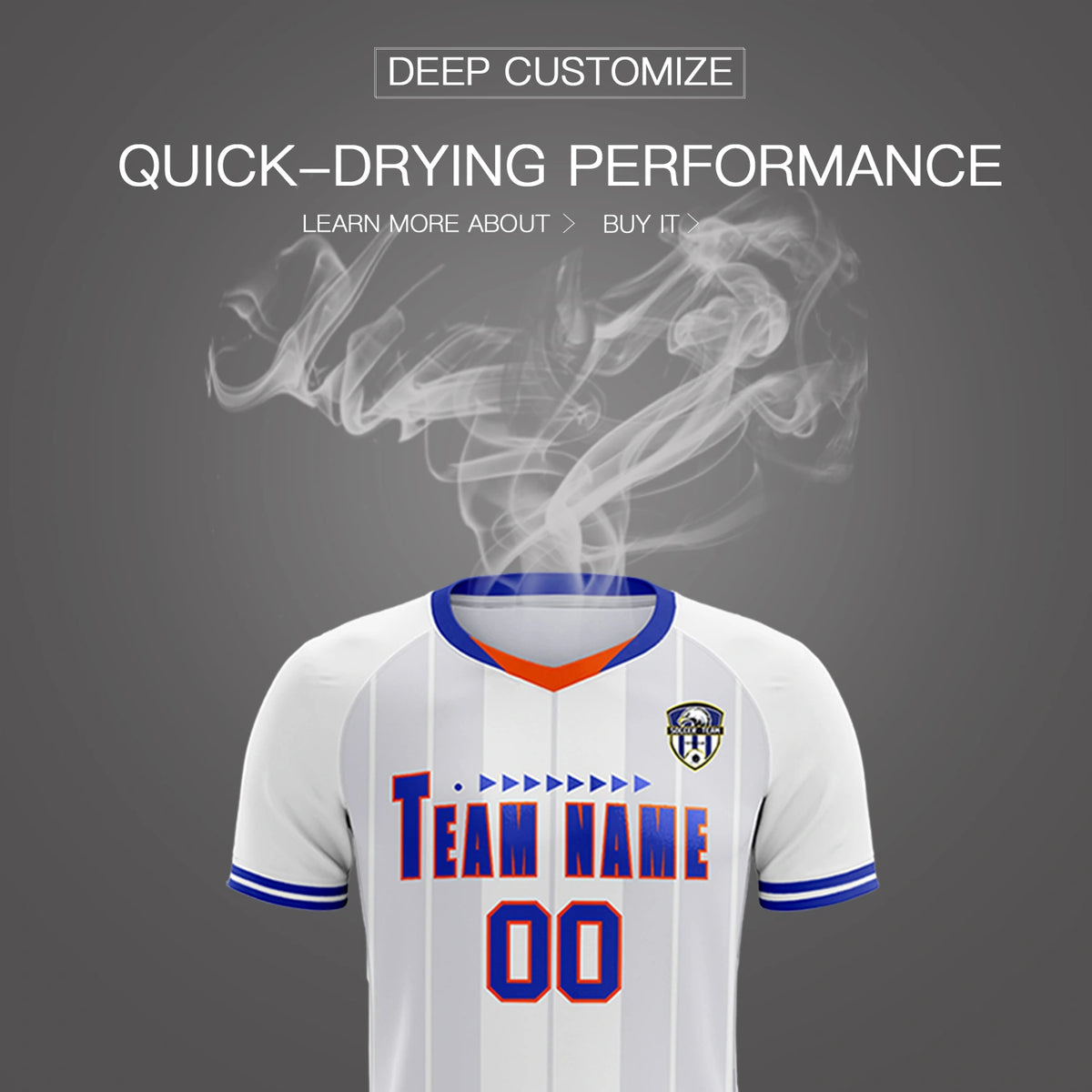 Custom White Orange-Navy Design Uniform Soccer Sets Jersey
