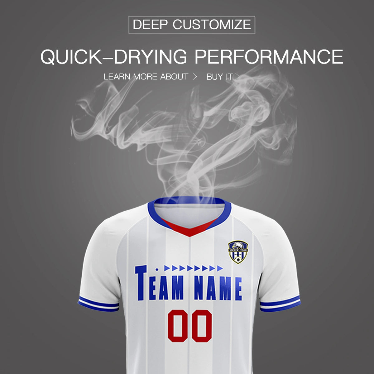 Custom White Red-Navy Design Uniform Soccer Sets Jersey