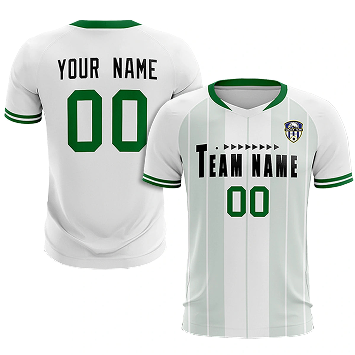 Custom White Kelly Green-Black Design Uniform Soccer Sets Jersey