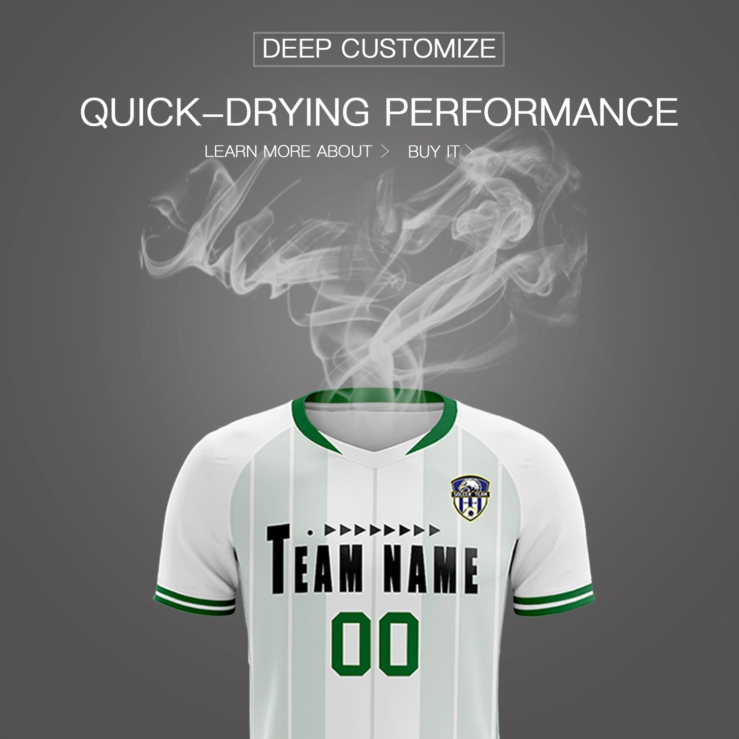 Custom White Kelly Green-Black Design Uniform Soccer Sets Jersey