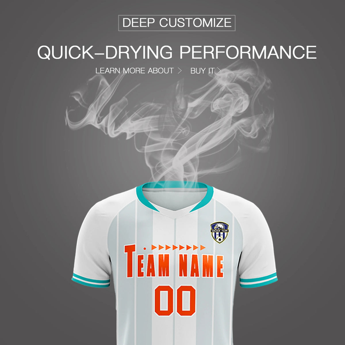 Custom White Aqua-Black Design Uniform Soccer Sets Jersey