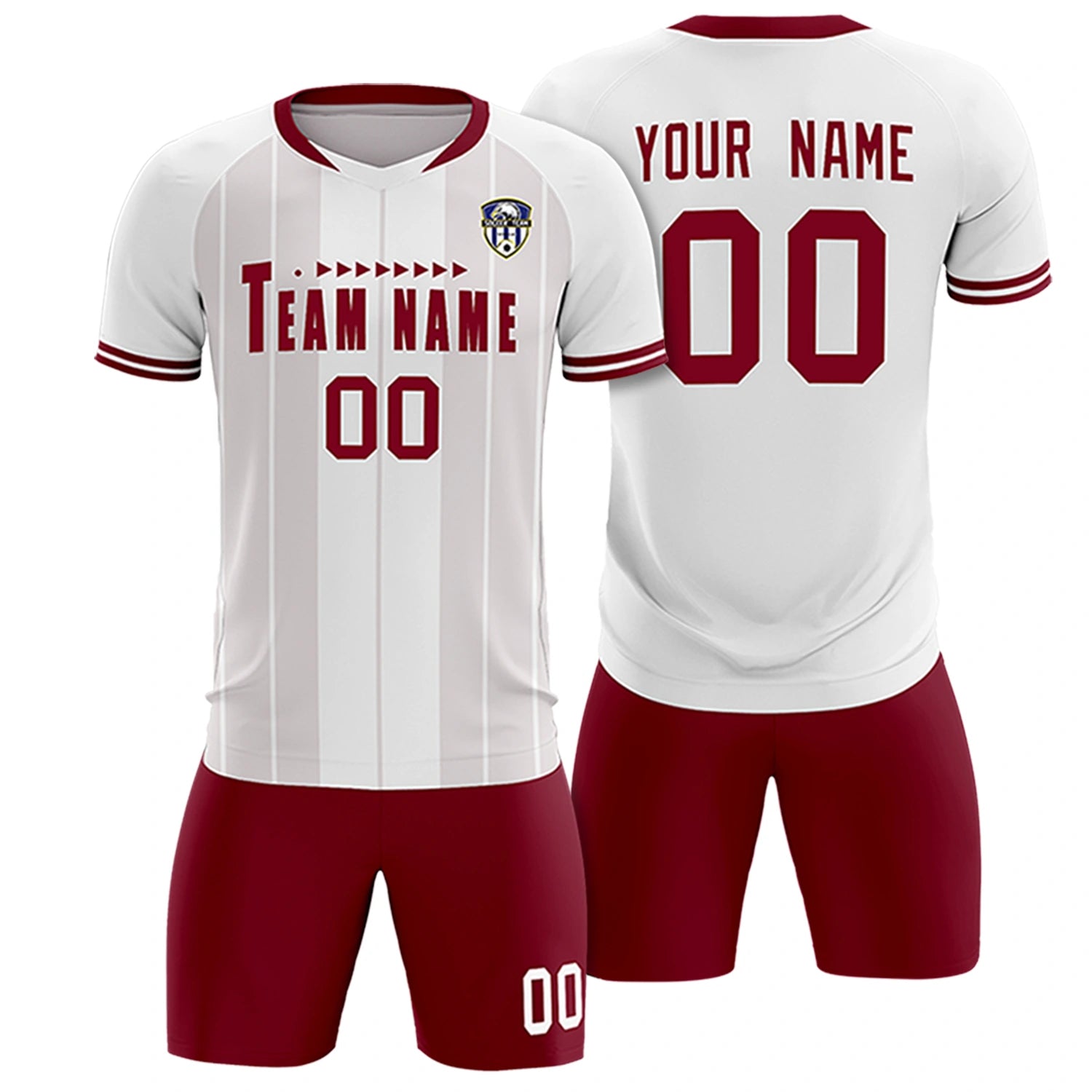 Custom White Crimson-Crimson Design Uniform Soccer Sets Jersey