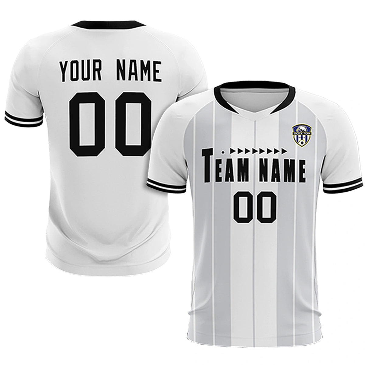 Custom White Black-Black Design Uniform Soccer Sets Jersey