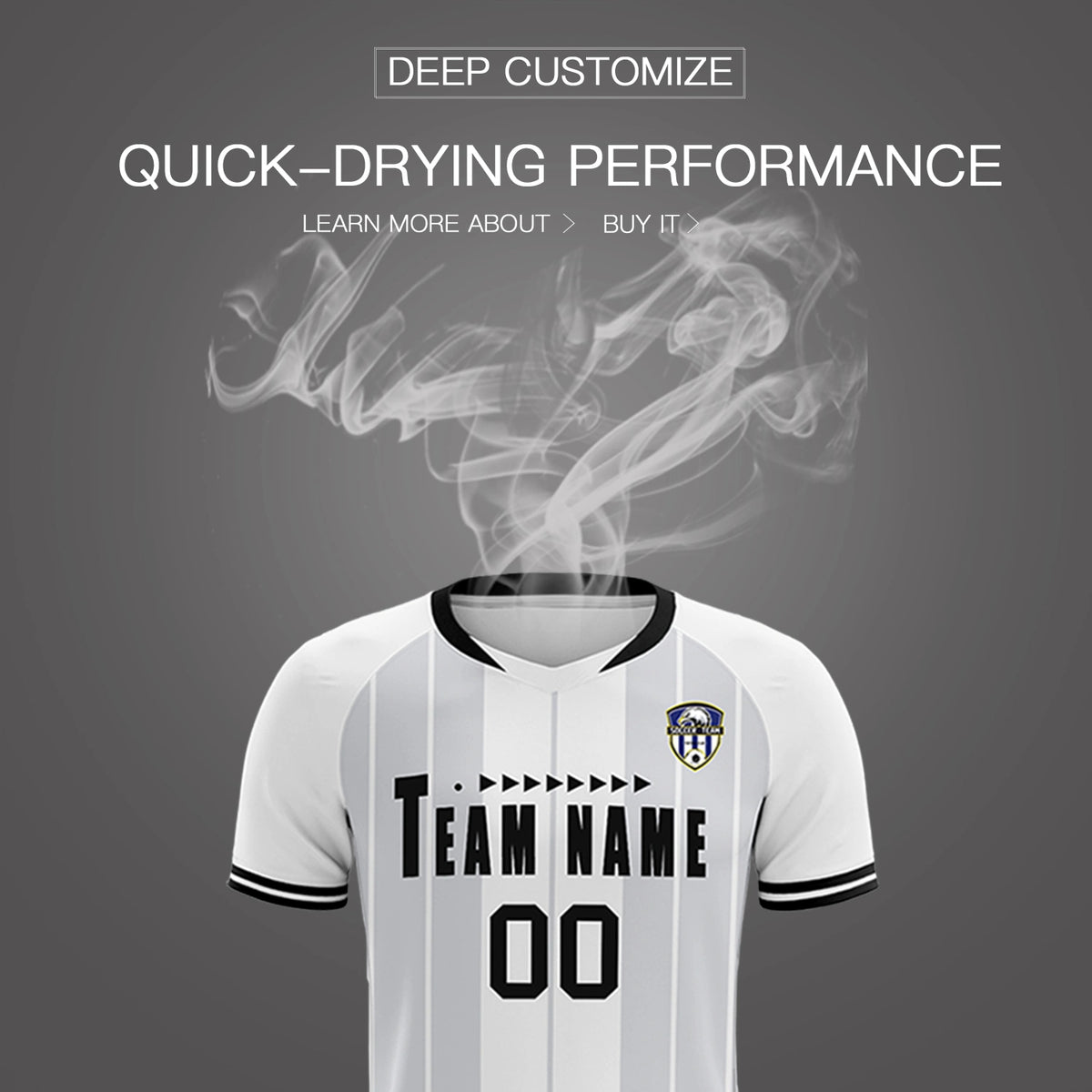 Custom White Black-Black Design Uniform Soccer Sets Jersey