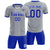 Custom Gray White-Royal Blue Design Uniform Soccer Sets Jersey