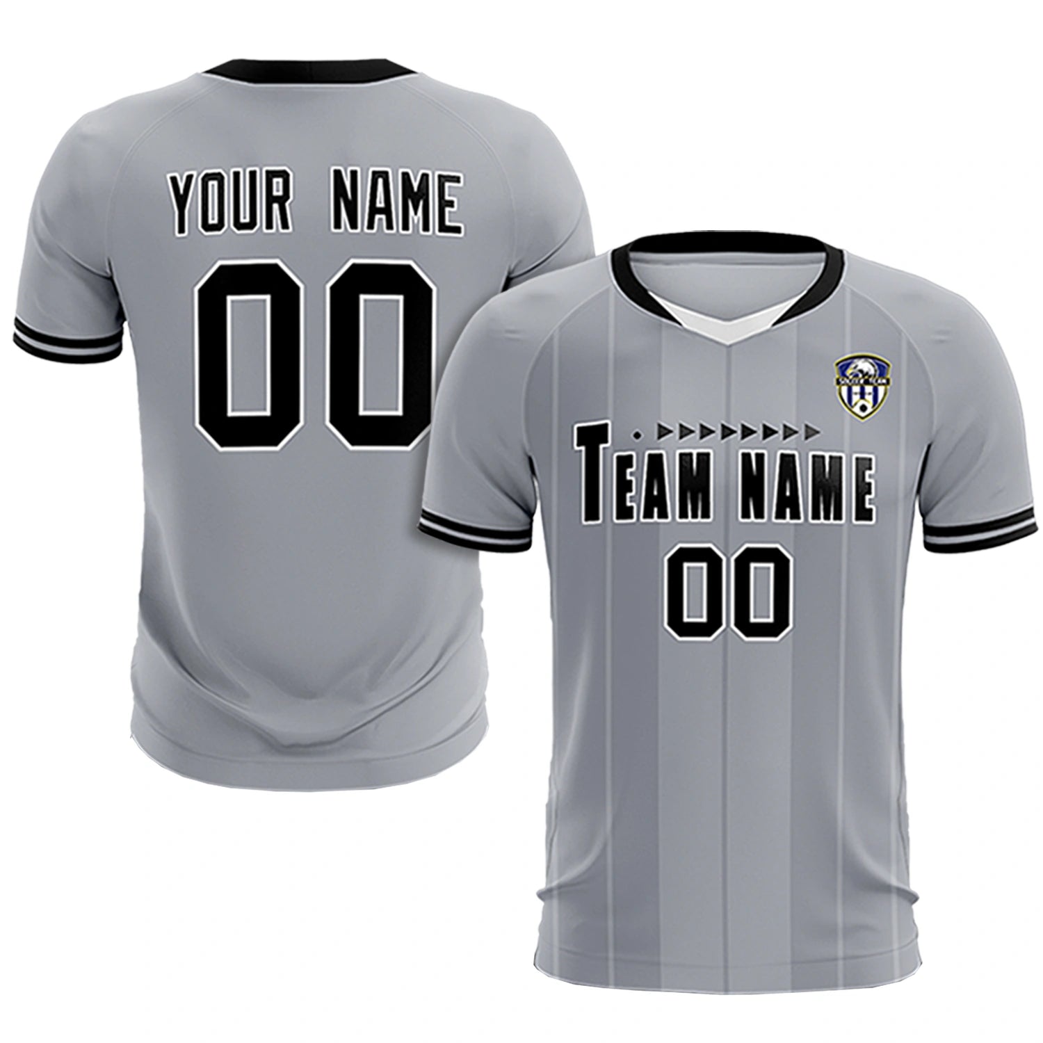 Custom Gray White-Black Design Uniform Soccer Sets Jersey