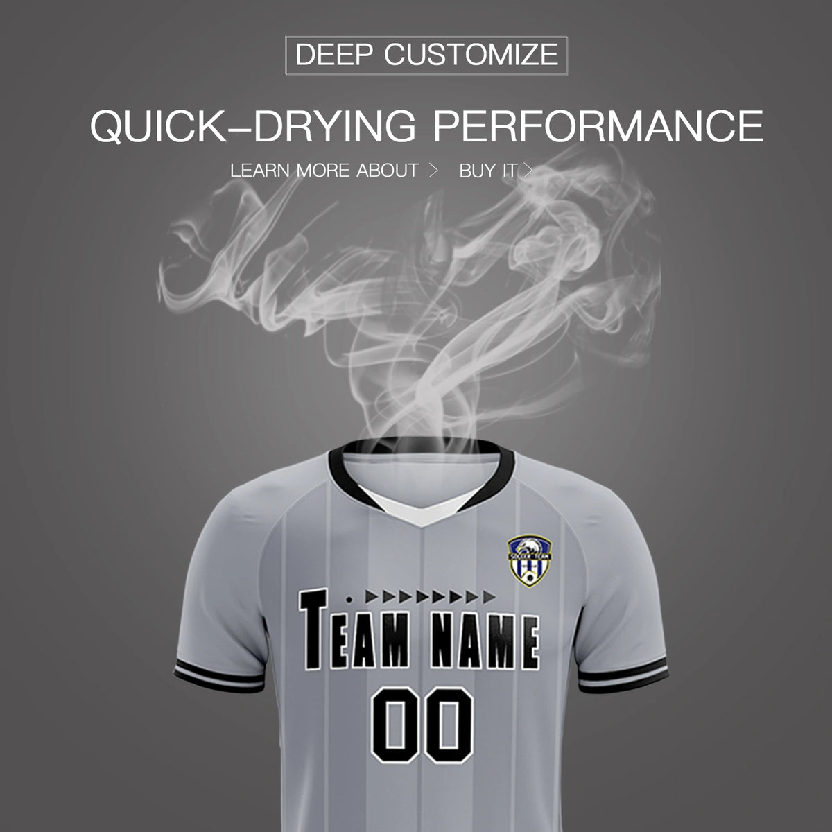 Custom Gray White-Black Design Uniform Soccer Sets Jersey