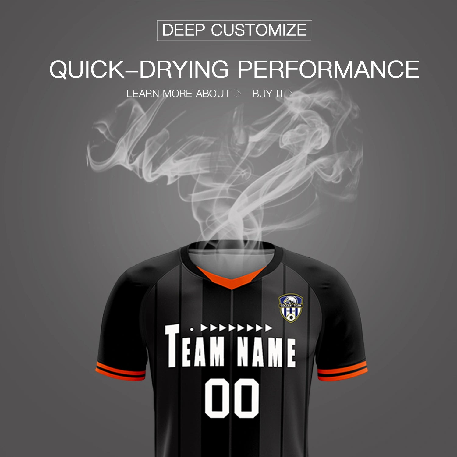 Custom Black Orange-Black Design Uniform Soccer Sets Jersey