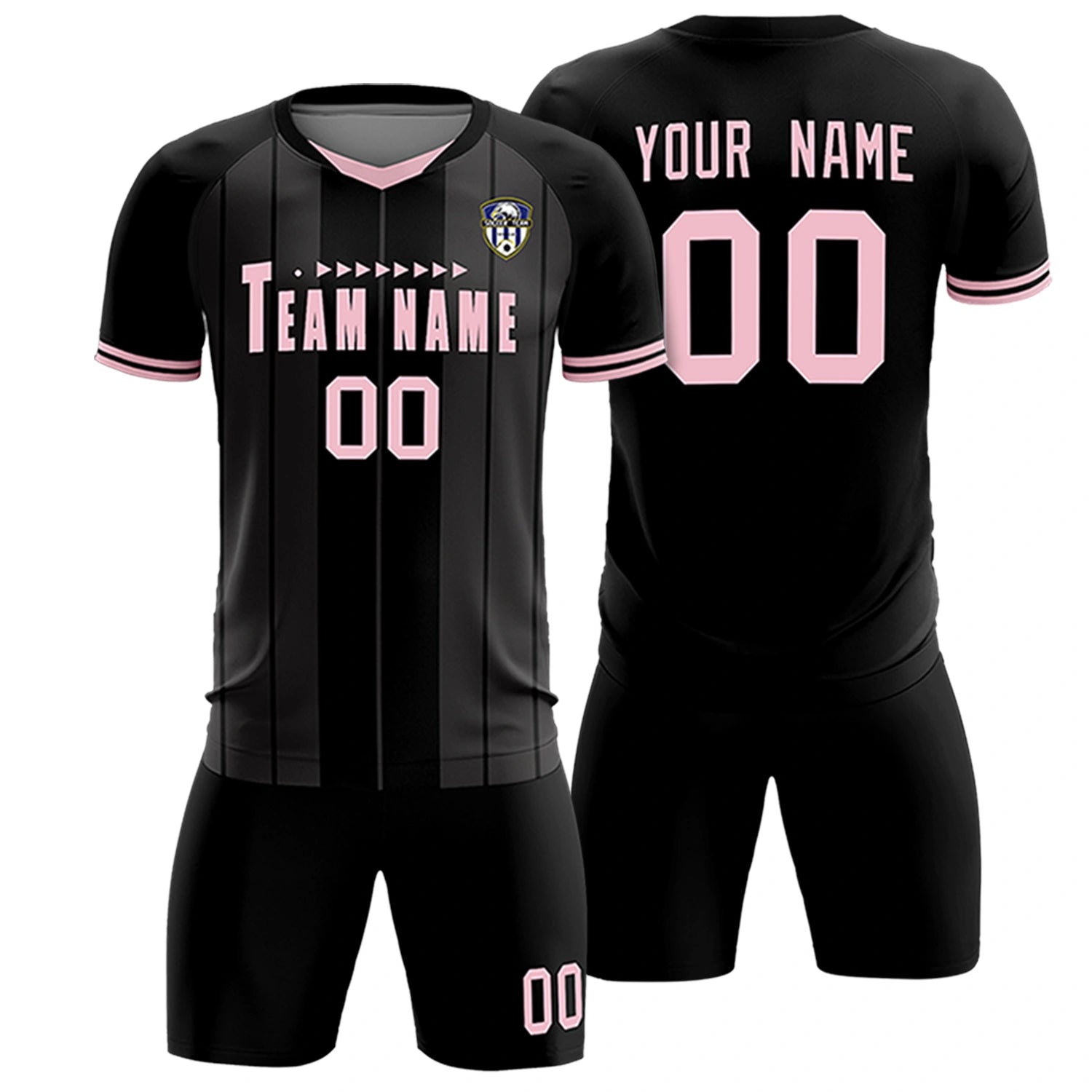 Custom Black Light Pink-Black Design Uniform Soccer Sets Jersey