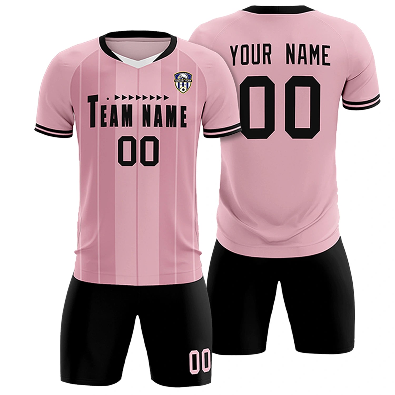 Custom Light Pink White-Black Design Uniform Soccer Sets Jersey