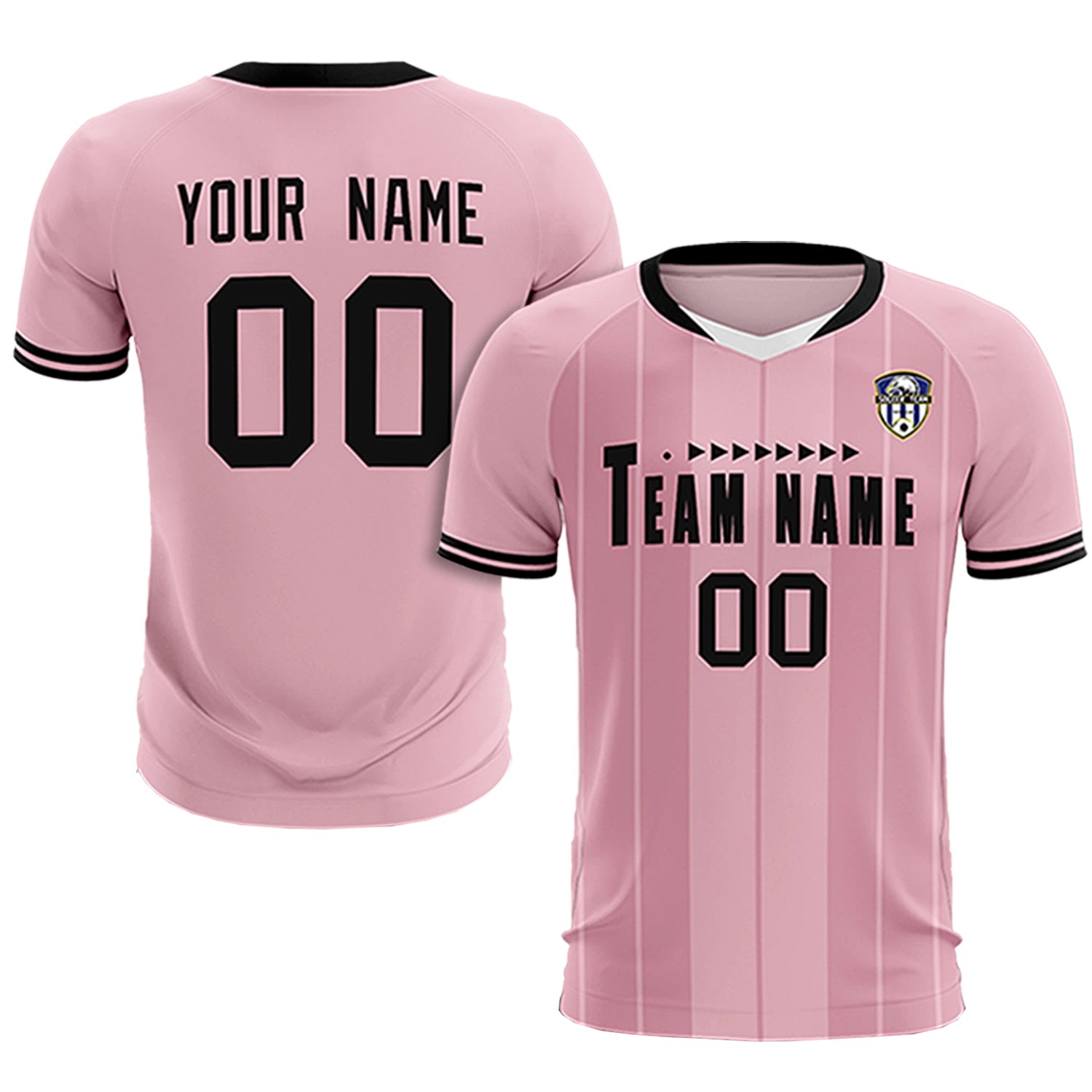 Custom Light Pink White-Black Design Uniform Soccer Sets Jersey