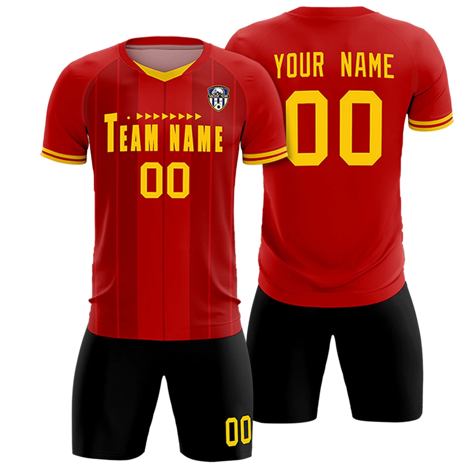Custom Red Gold 01-Black Design Uniform Soccer Sets Jersey