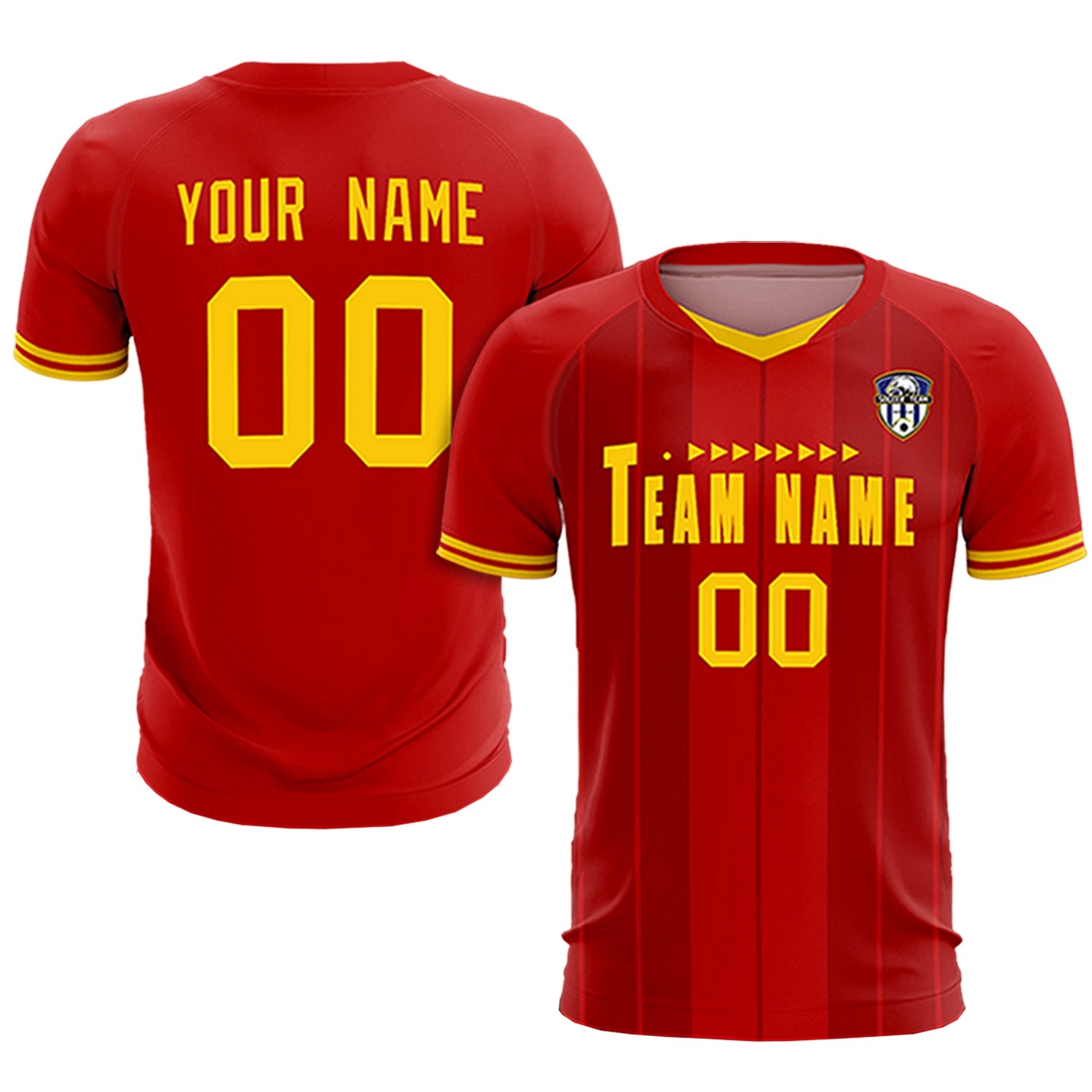 Custom Red Gold 01-Black Design Uniform Soccer Sets Jersey