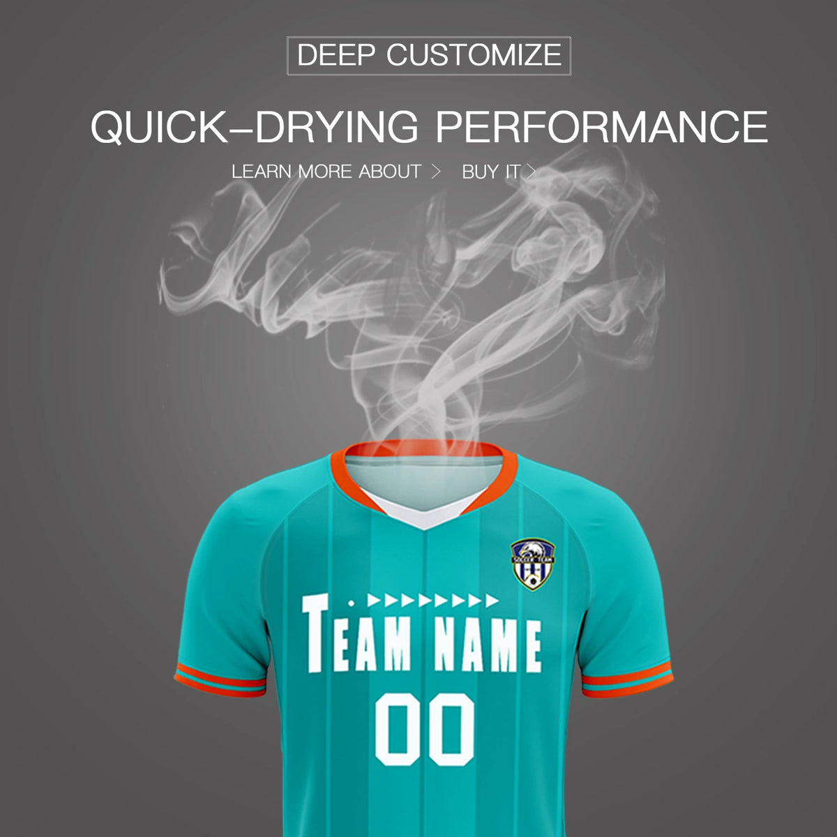 Custom Aqua Orange-Black Design Uniform Soccer Sets Jersey