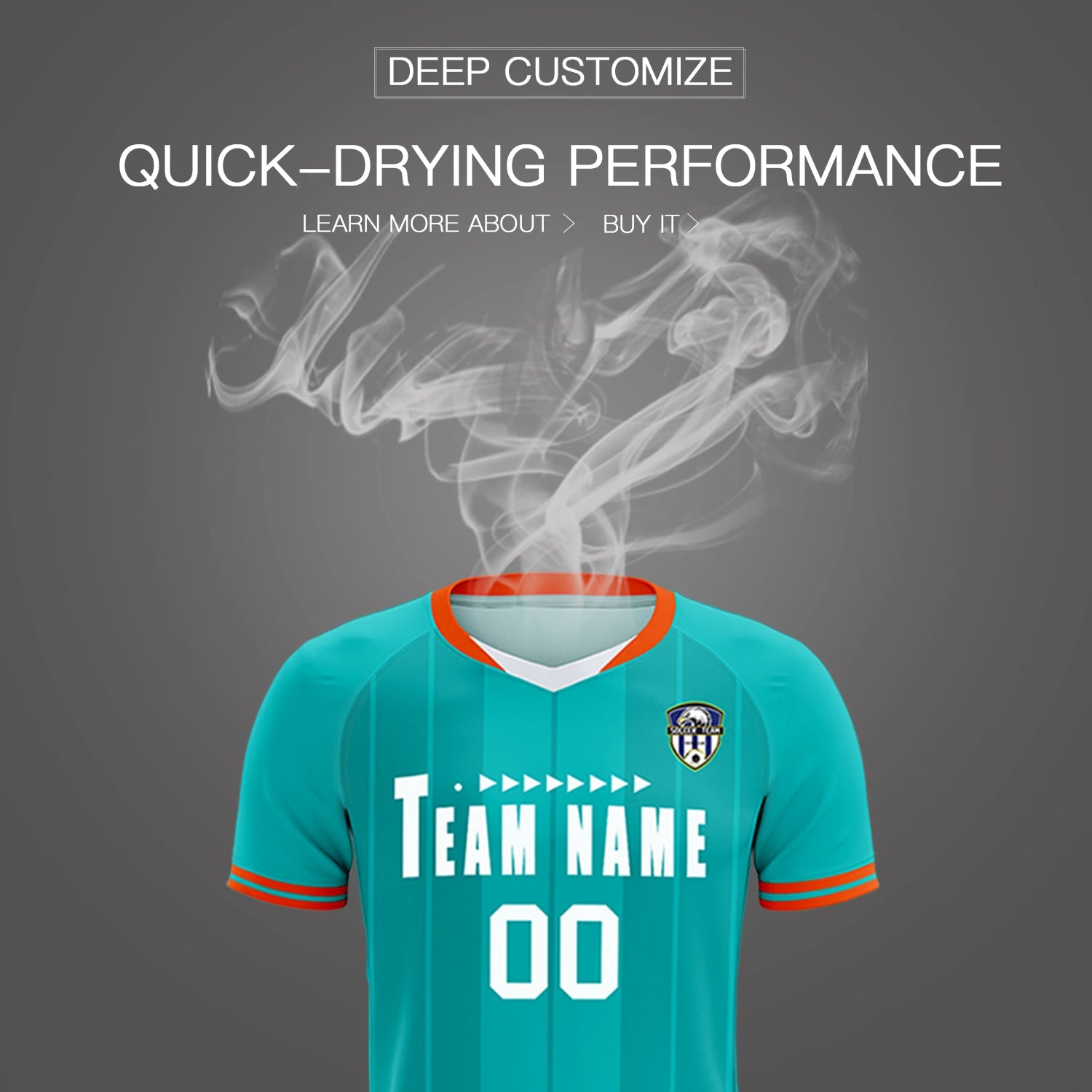 Custom Aqua Orange-Black Design Uniform Soccer Sets Jersey