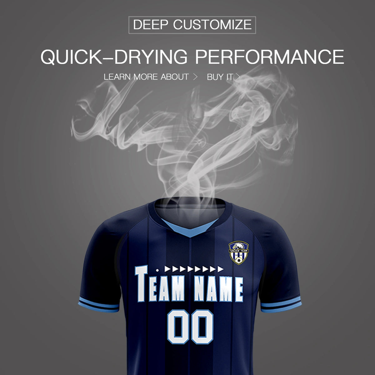 Custom Navy Light Blue-Navy Design Uniform Soccer Sets Jersey