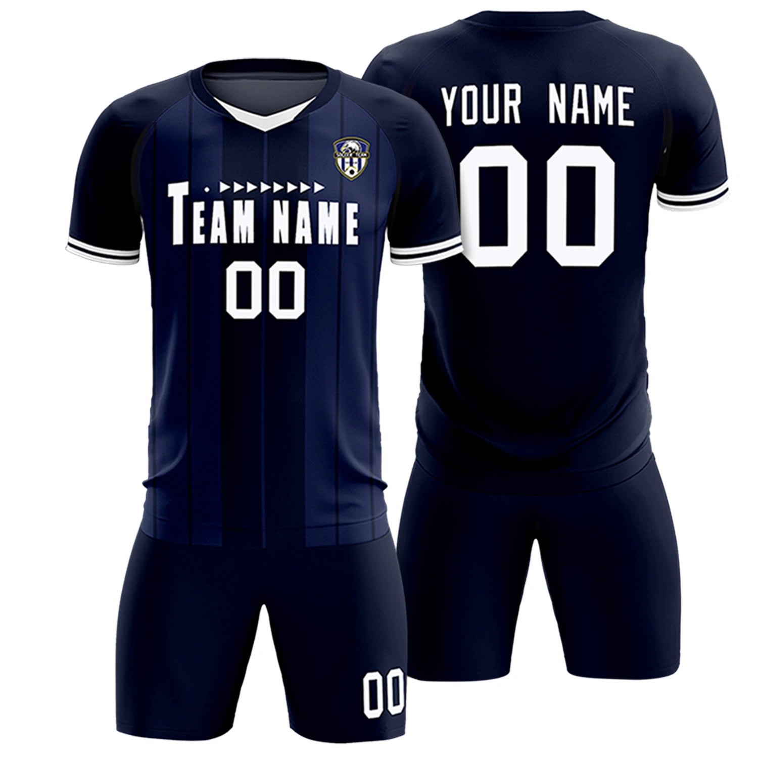 Custom Navy White-Navy Design Uniform Soccer Sets Jersey