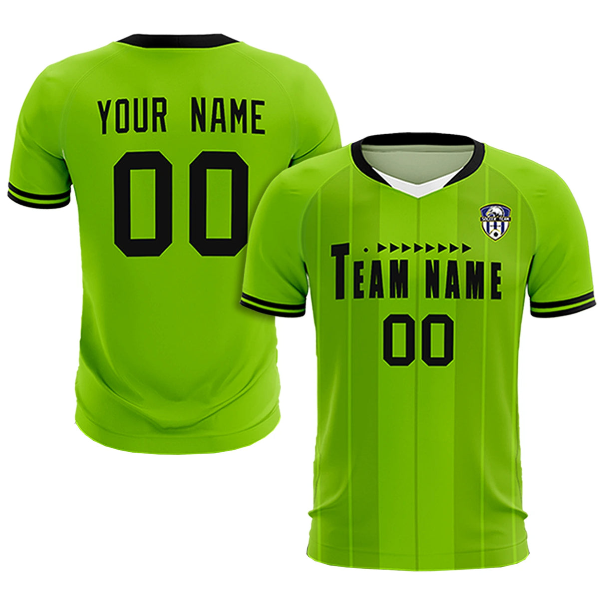 Custom Neon Green White-Black Design Uniform Soccer Sets Jersey