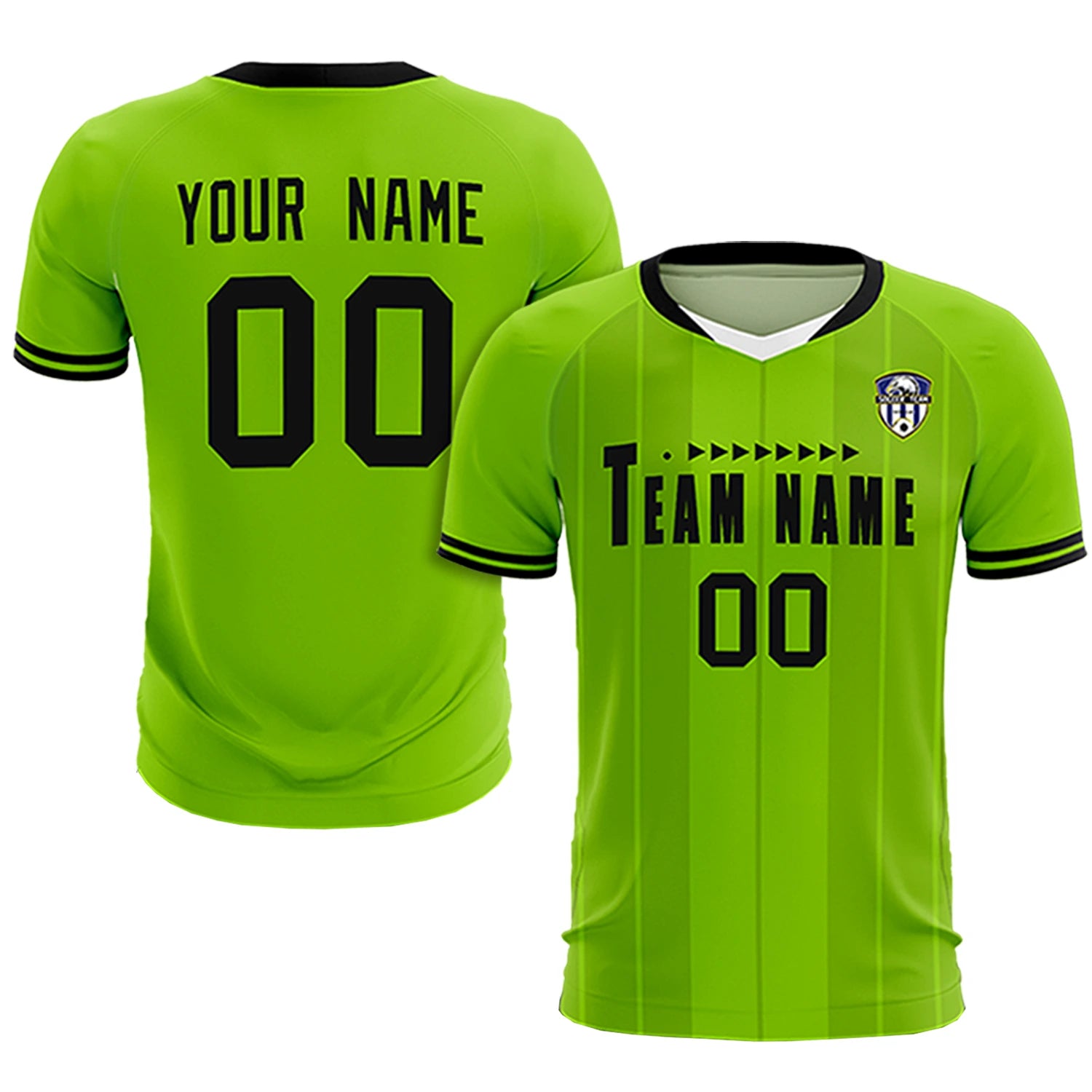 Custom Neon Green White-Black Design Uniform Soccer Sets Jersey