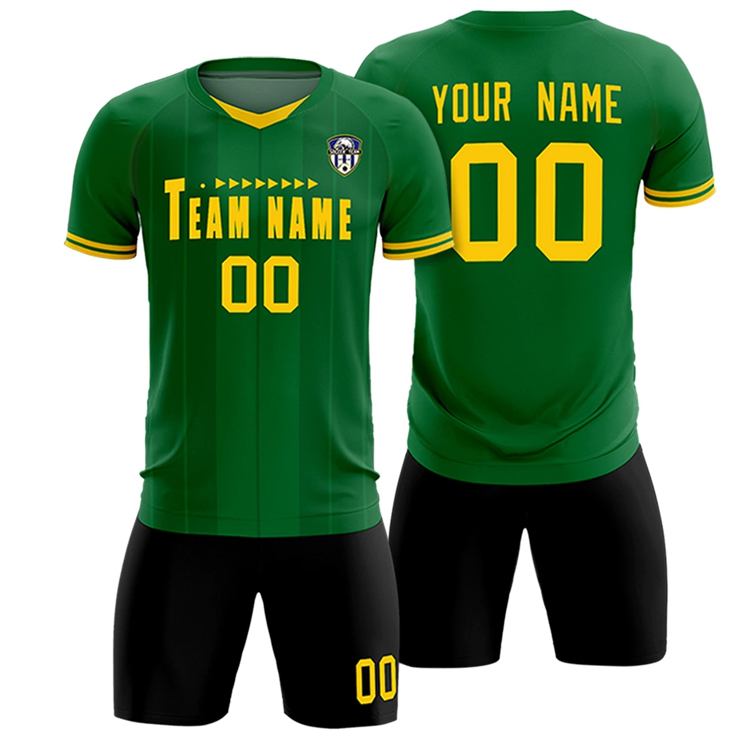 Custom Kelly Green Gold 01-Black Design Uniform Soccer Sets Jersey