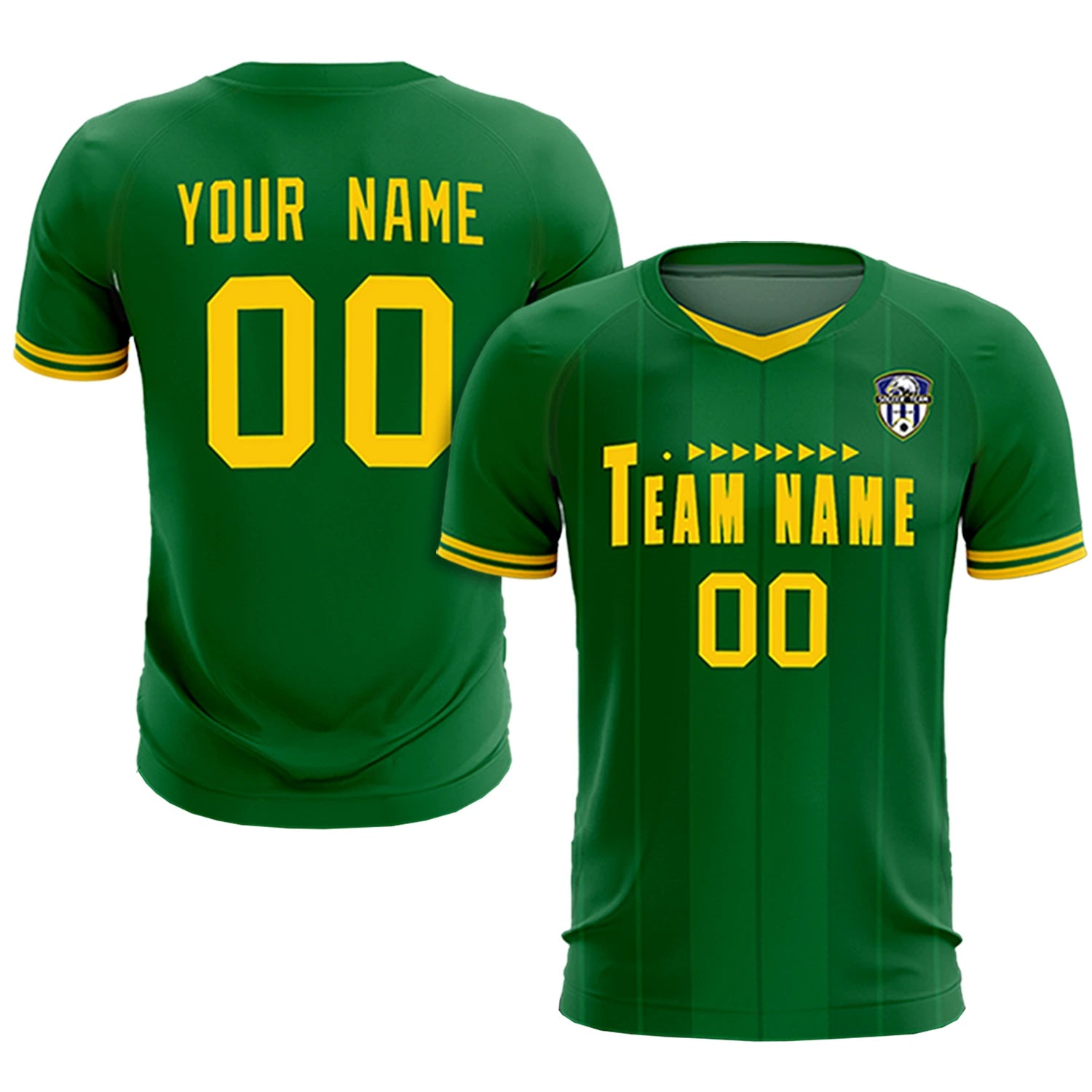 Custom Kelly Green Gold 01-Black Design Uniform Soccer Sets Jersey