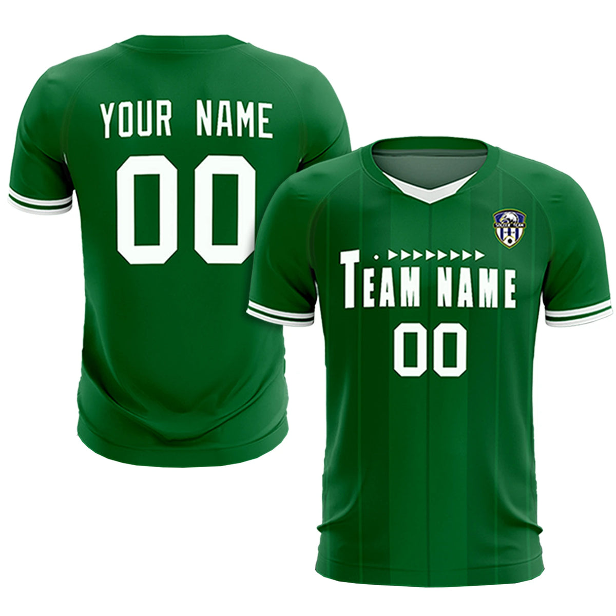 Custom Kelly Green White-Black Design Uniform Soccer Sets Jersey