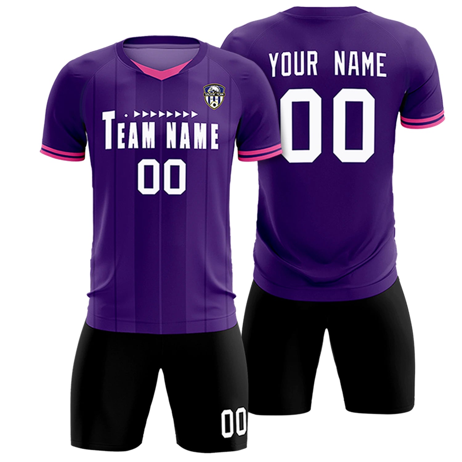 Custom Purple Pink-Black Design Uniform Soccer Sets Jersey