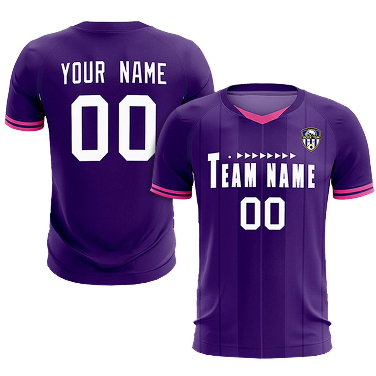 Custom Purple Pink-Black Design Uniform Soccer Sets Jersey