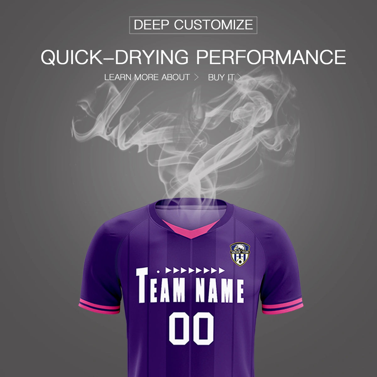 Custom Purple Pink-Black Design Uniform Soccer Sets Jersey