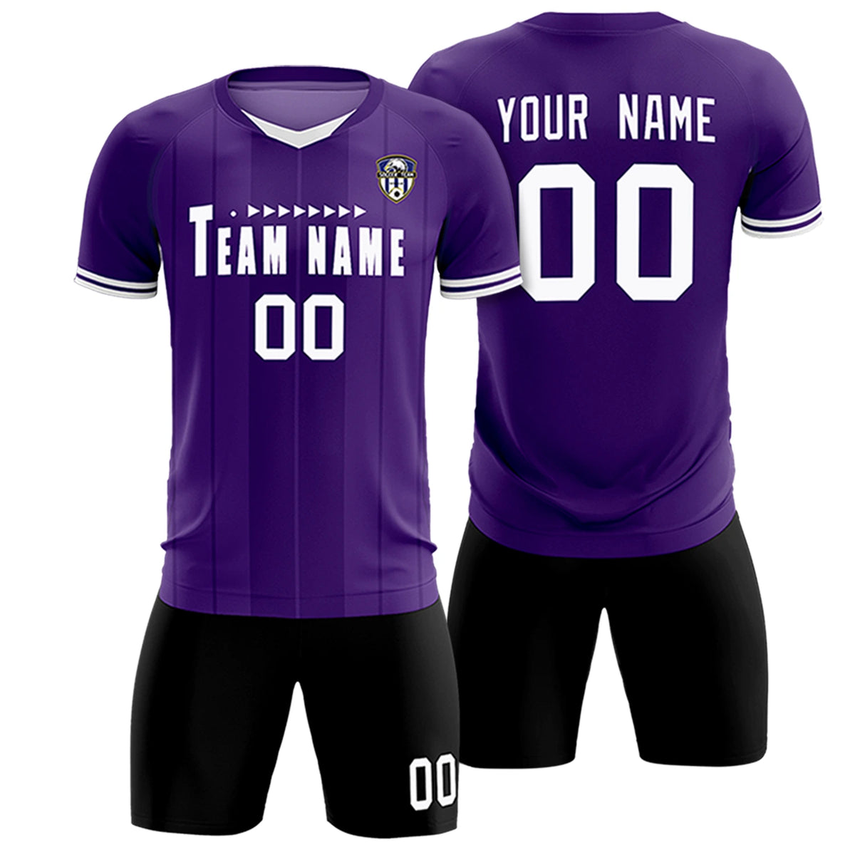 Custom Purple White-Black Design Uniform Soccer Sets Jersey