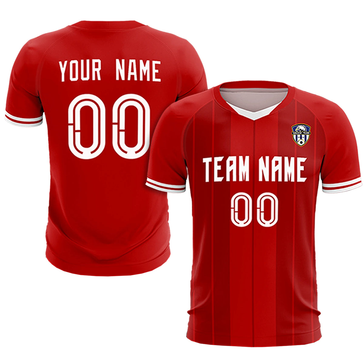 Custom Red White-Black Design Uniform Soccer Sets Jersey